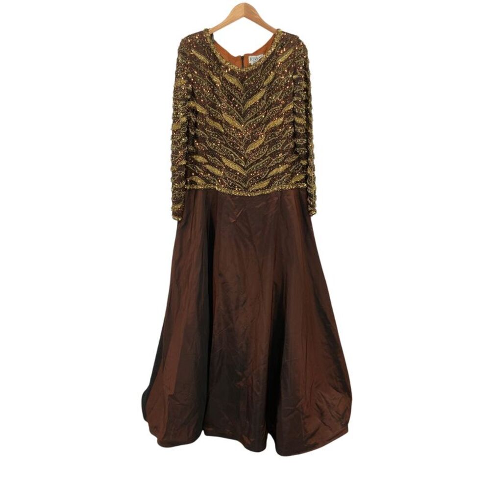 Jovani Women Sequined Ball Gown With Crinoline Brown 18